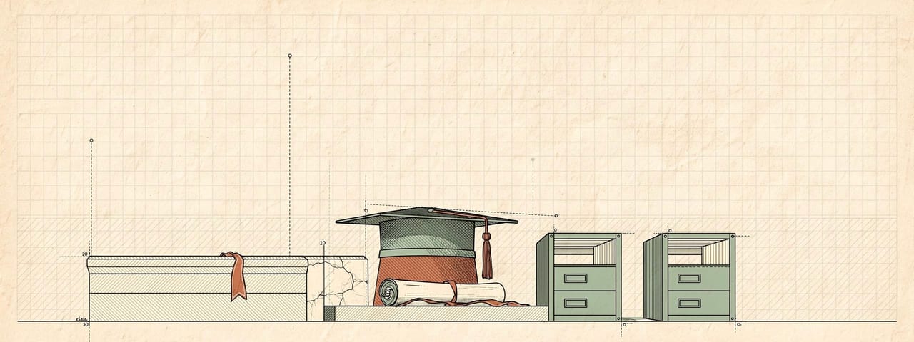 Technical illustration for the article on AI and verification in higher education